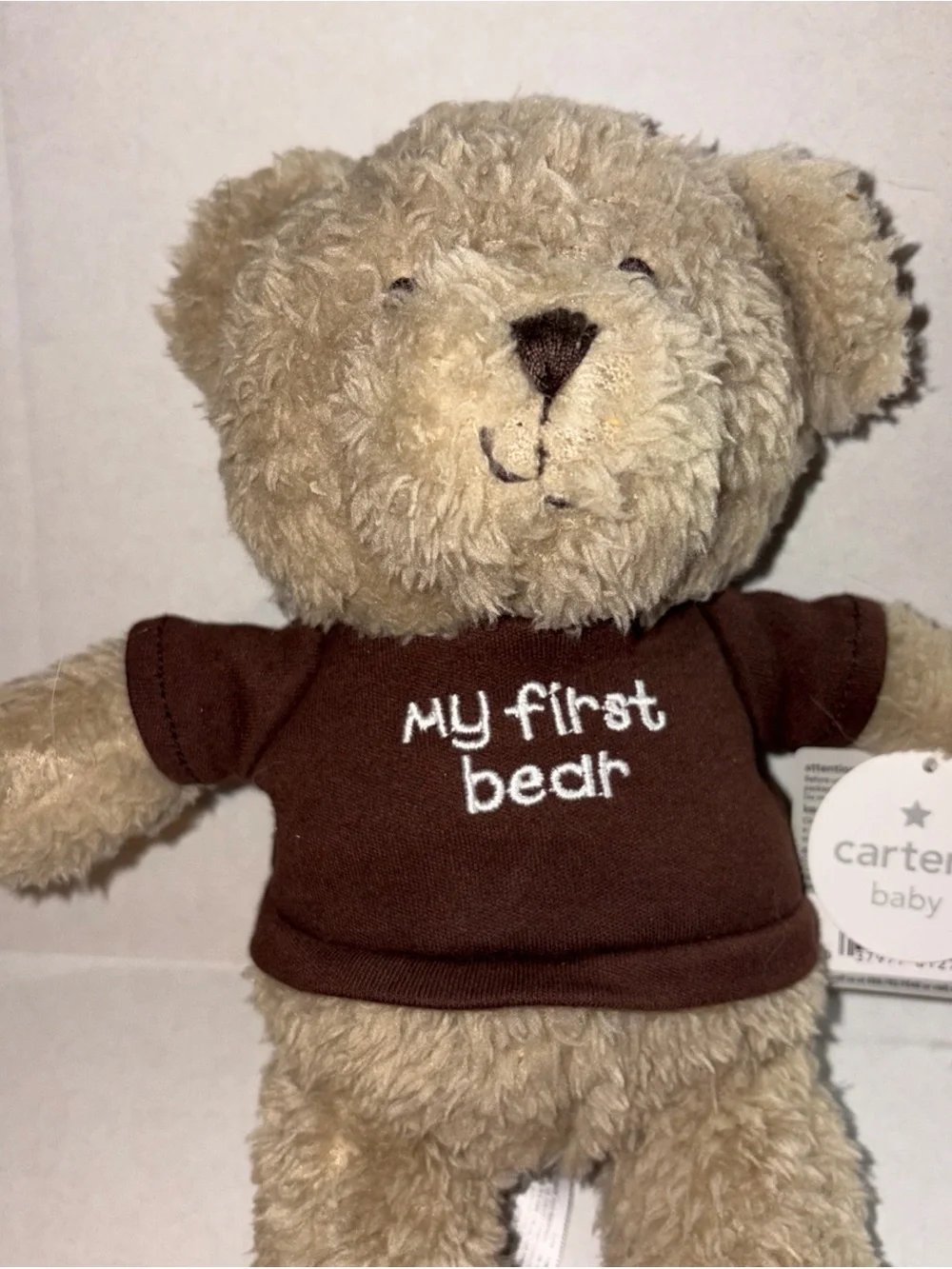Carter's Beige Plush Bear with Brown Shirt “My first Bear”brand new with tags